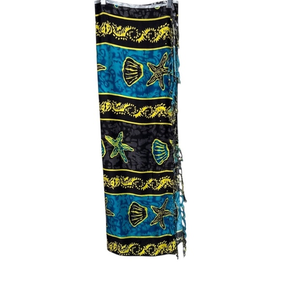 UNBRANDED Tropical Seashell Print Fringed Pareo / Sarong / Coverup 58” x 44” O/S - Picture 4 of 5